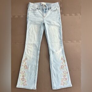 Abercrombie & Fitch Light Blue Kids Jeans with Floral Embroidery